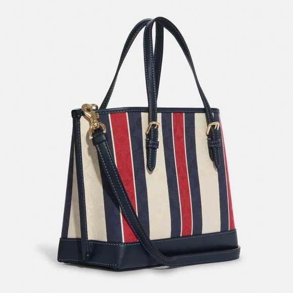NWT💃Coach Mollie Tote 25 In Signature Jacquard With Stripes - Picture 8 of 13